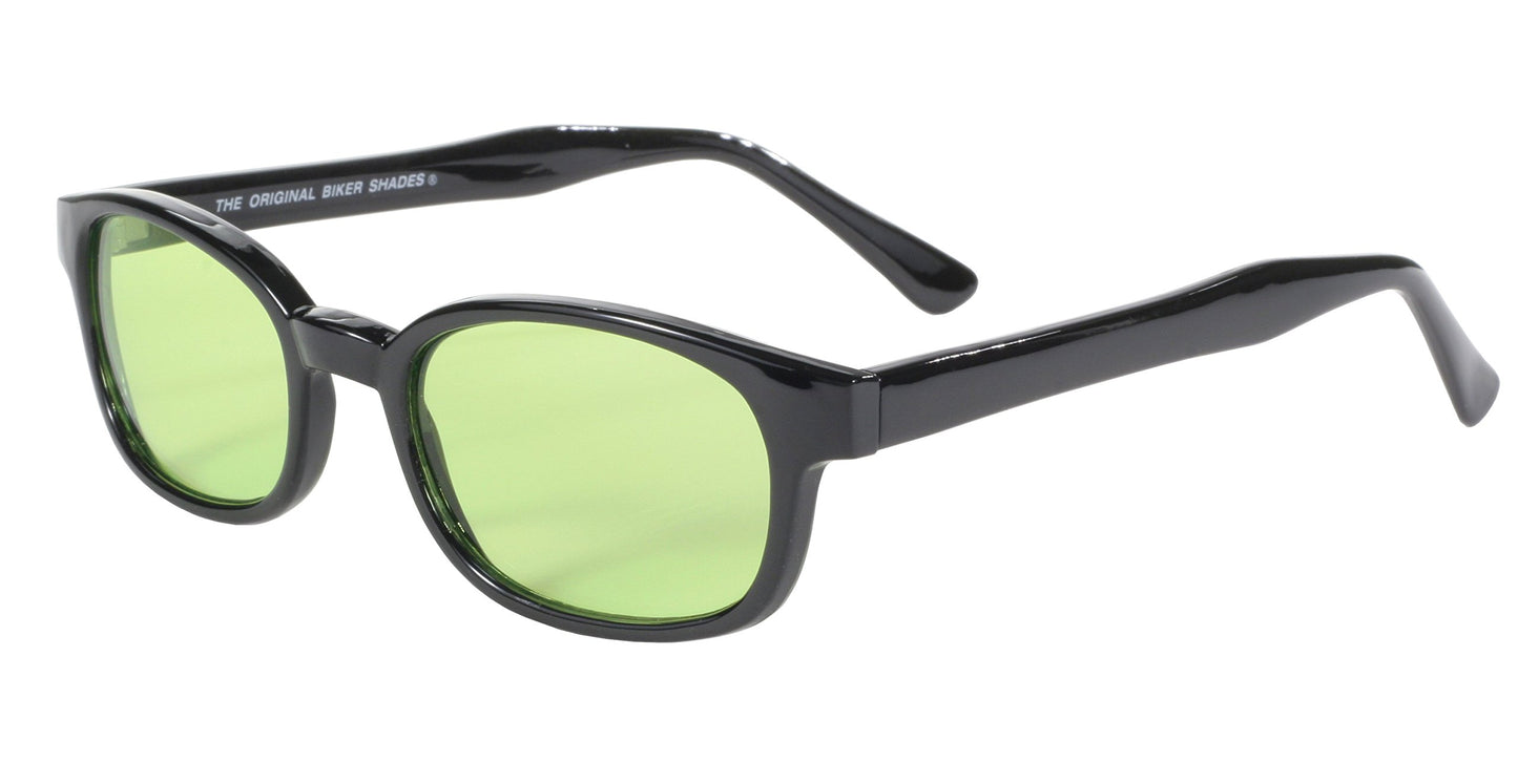 Pacific Coast Original KD's Biker Sunglasses (Black Frame/Green Lens)