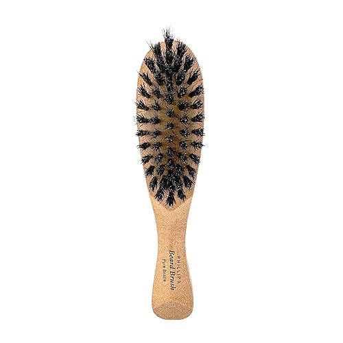 Phillips Brush Co Boar Bristle Beard Brush - Compact, Lightweight, Wooden Men's Grooming Tool for Facial Hair