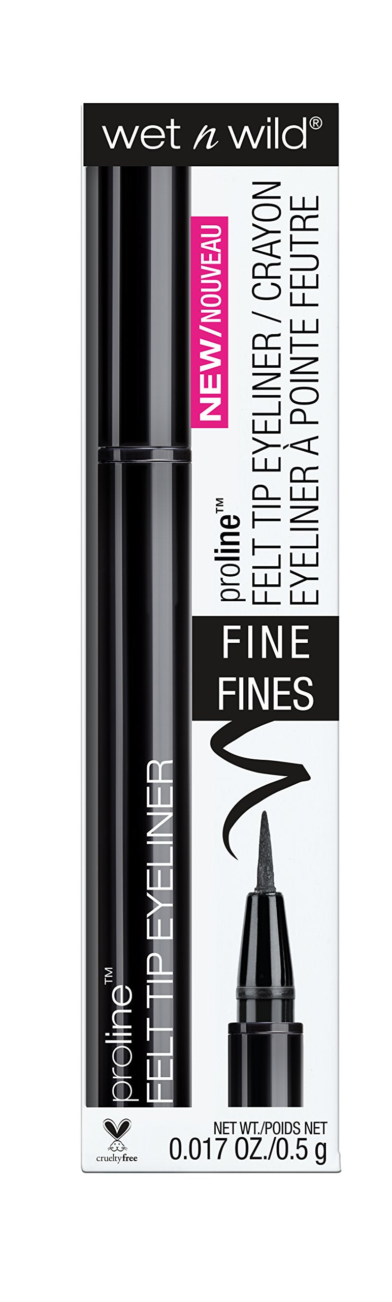 wet n wild Proline Felt Tip Eyeliner, Black, 0.017 Fluid Ounce C875B