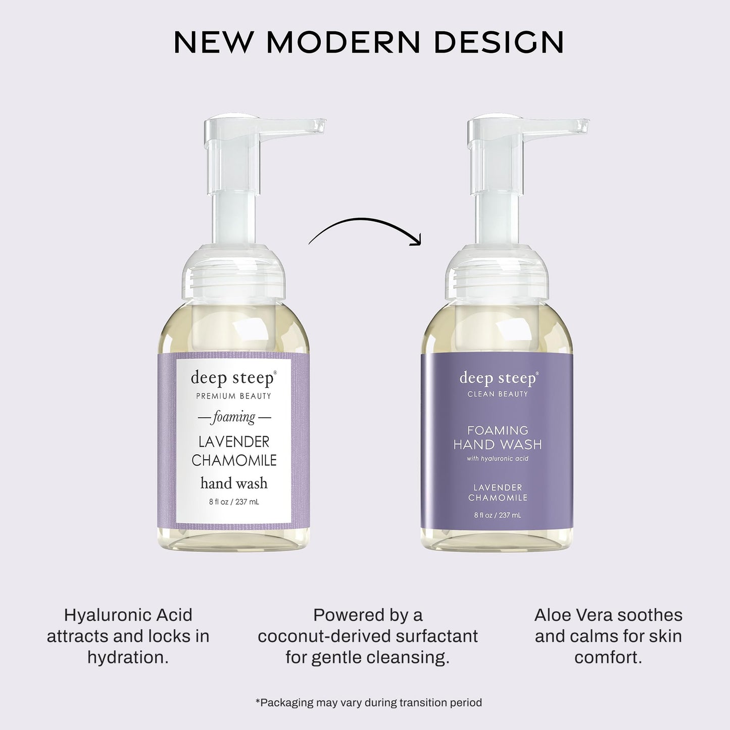 Deep Steep Foaming Hand Wash, Lavender Chamomile, 8 oz - Gentle Cleanser with Aloe, Argan Oil, Shea Butter & Hyaluronic Acid - Vegan, Clean Beauty