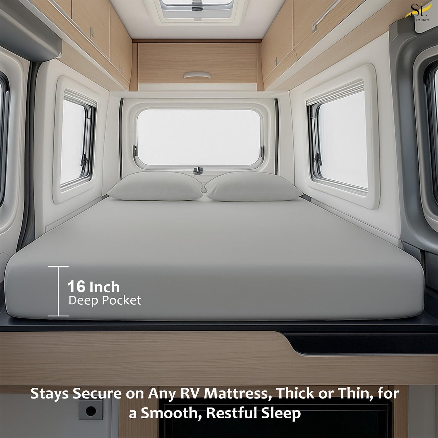 Shreem Linen Luxury 4 Piece Microfiber RV Sheet Set, Deep Pocket Fits Up to 10 inch, Soft, Wrinkle-Resistant, Camper, Travel Trailer Bedding, Bunk