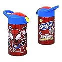Zak Designs Spidey and Friends Stainless Steel Water Bottle for Kids - Spider-Man Insulated With Push Button Spout, Perfect for School Days and Trips