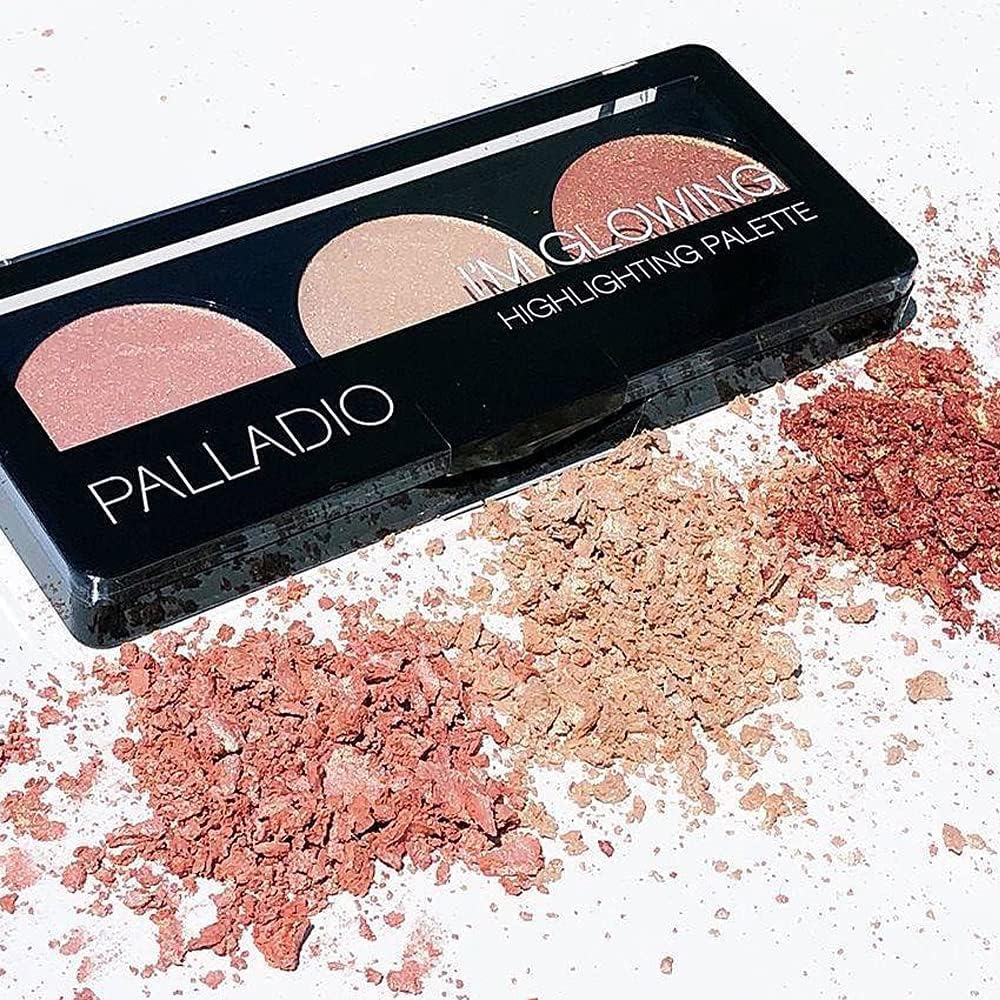Palladio I'm Glowing Illuminating Highlighting Palette, Glow Bronzer Powder Makeup Set, High Pigmented Shimmery Colors, neutral