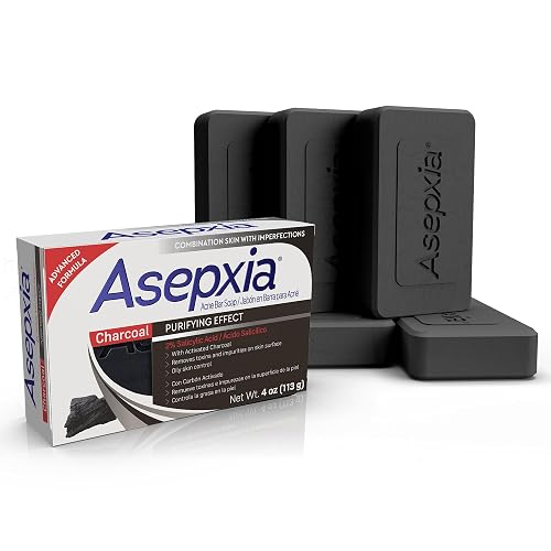 Asepxia Salicylic Acid & Activated Charcoal Bar Soap | Acne Treatment, Reduces Pimples & Blemishes, Deep Cleansing Facial Cleanser, Dries Out Acne