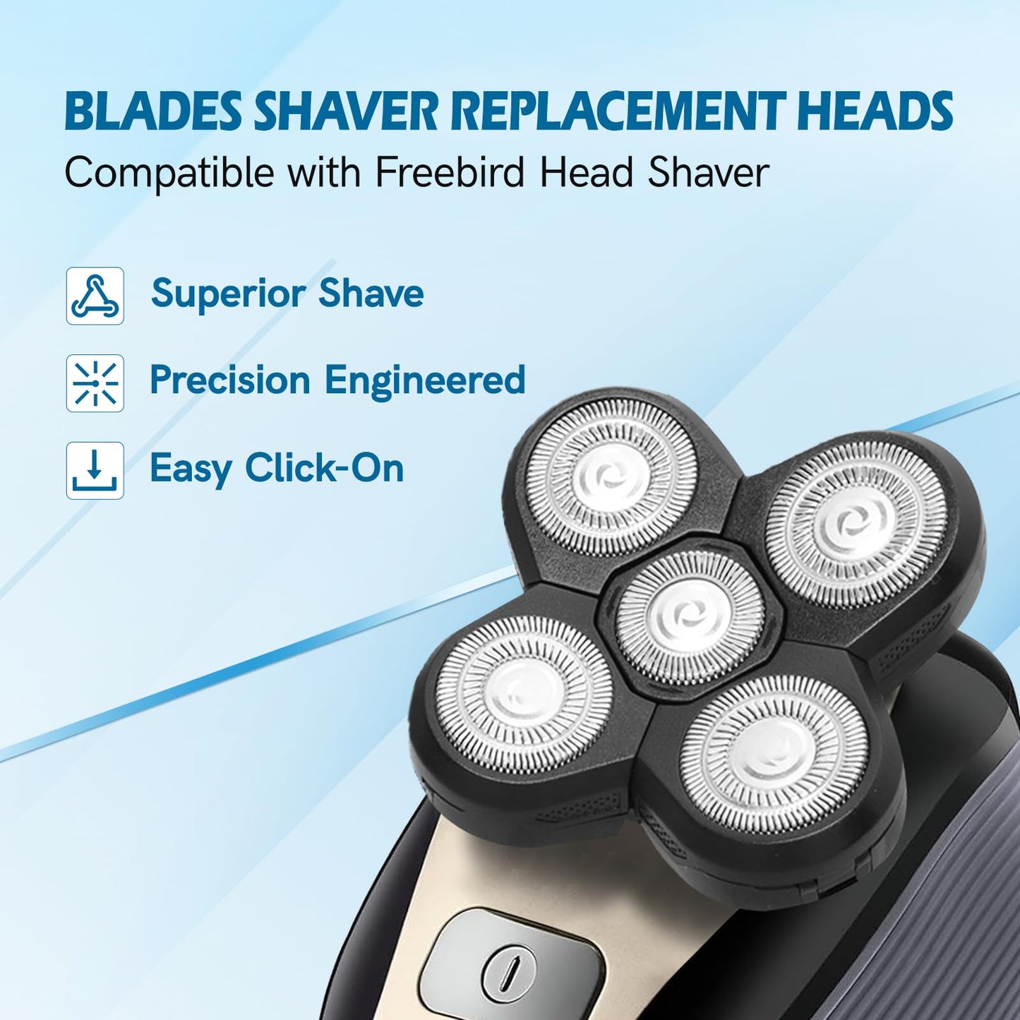5 Pack Replacement Blades for Freebird Head Shaver | 5-Blade Electric Razor Refills for Bald Men Freedom Grooming + 1 Cleaning Brush Beauty and Personal Care NXPPYY