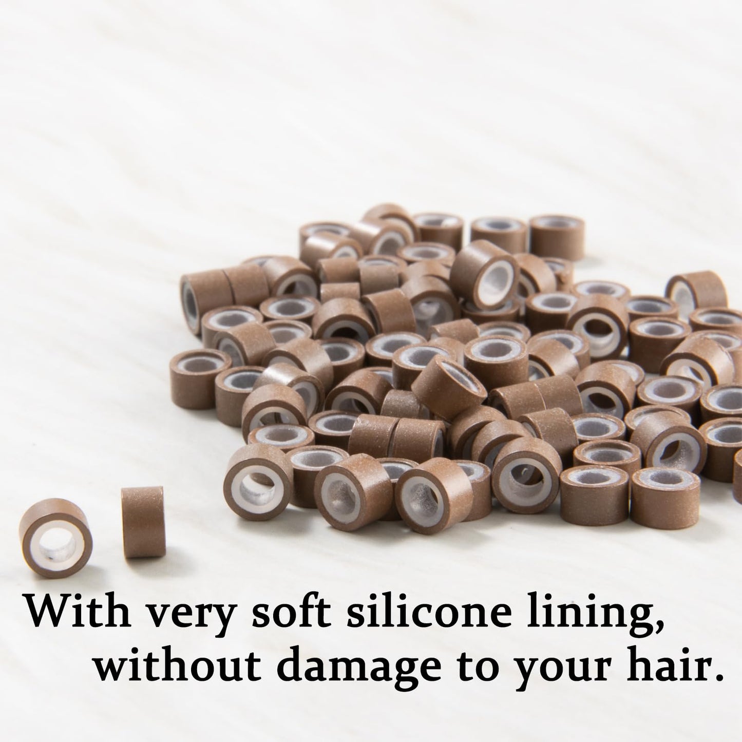 GOTDYA 1000pcs 4mm Hair Tinsel Extentions Beads, Silicone Lined Micro Rings Links,Hair Fairy Beads for Hair Extensions,Light Brown Beauty and Personal Care GOTDYA