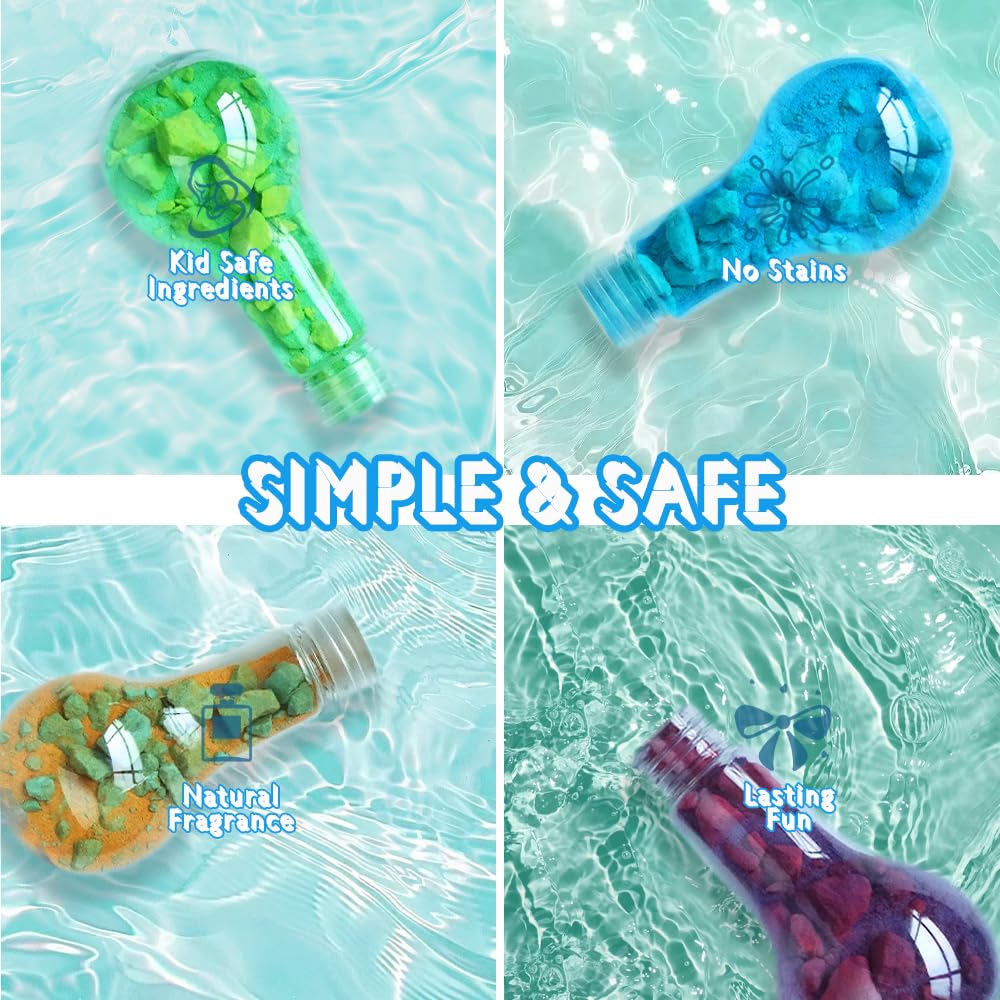 HZEX Bath Bombs for Kids, Fun Scientific Potion - 4 Sciencer Flask with Bath Lava Fun - Natural & Safe Bath Bombs for Kids - Fun Bath Time Toys Beauty and Personal Care HZEX