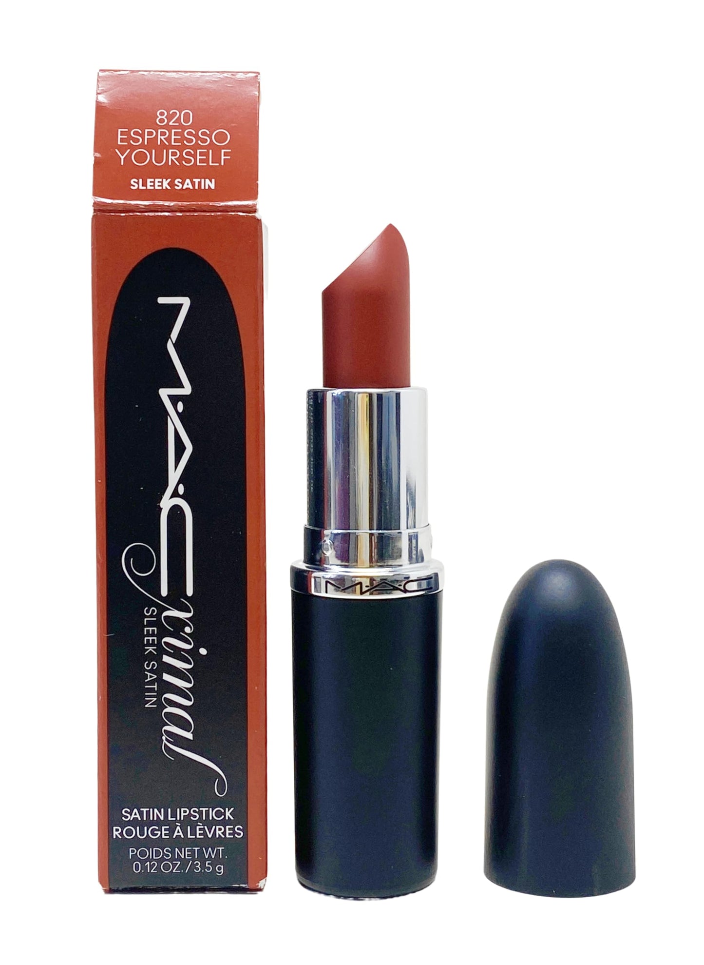 MAC Cosmetics Ximal Sleek Satin Lipstick - 820 Espresso Yourself (Blackened orange) 0.12 Oz / 3.5 g