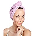 Keranique Microfiber Hair Towel Wrap - Quick Drying Head Turban for Women - Large Size Anti Frizz Wrap Towel - Anti Damage Around Head Hair Wrap…