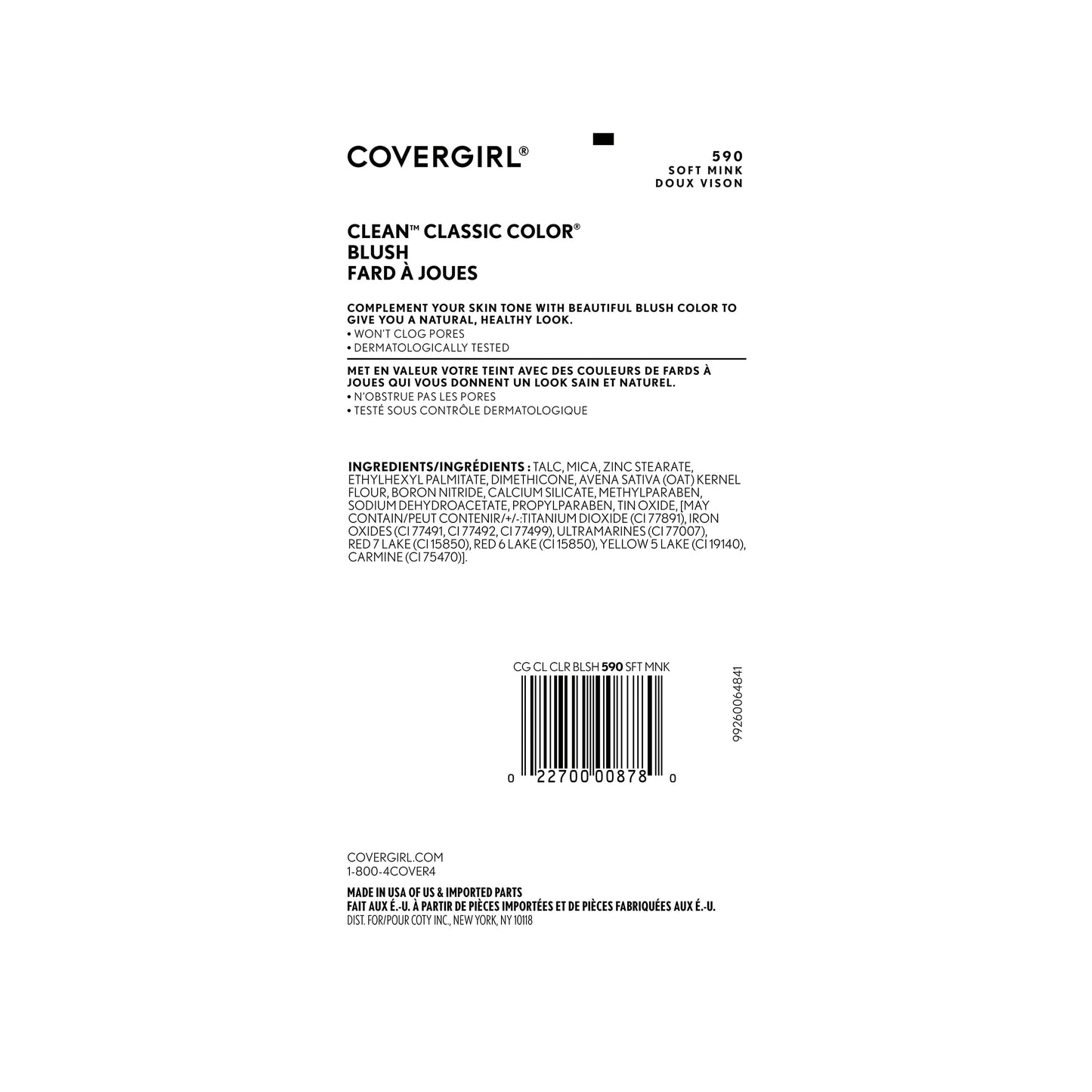CoverGirl Classic Color Blush Soft Mink(N) 590, 0.27-Ounce Pan (Pack of 2)