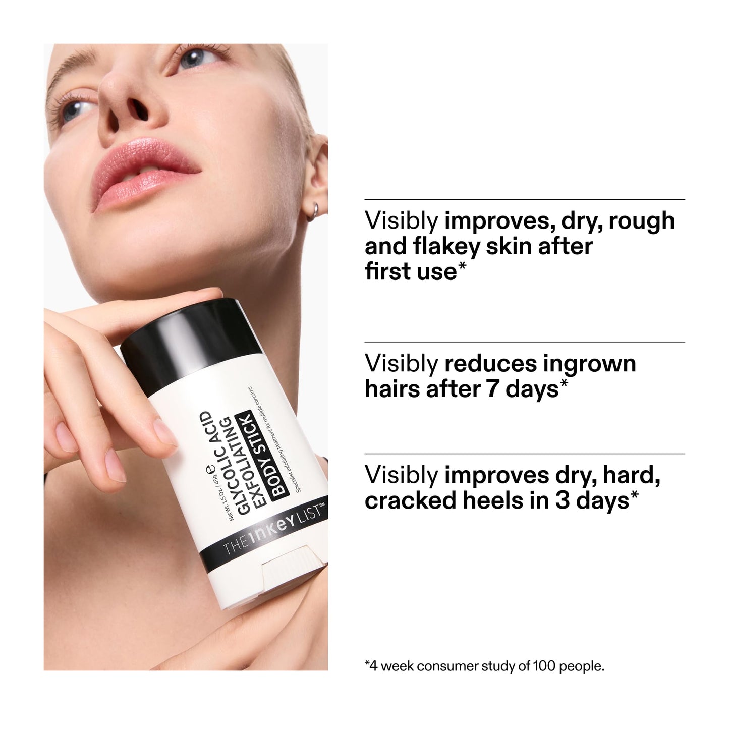 The INKEY List Glycolic Acid Exfoliating Body Stick - Deep Exfoliation for Rough, Bumpy Skin, Fragrance Free, Targets KP & Ingrown Hairs, Suitable Beauty and Personal Care The INKEY List