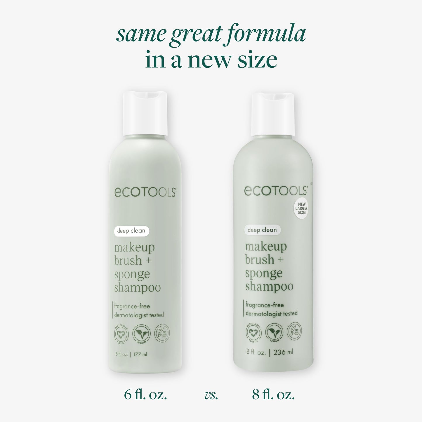 EcoTools Cleanser Shampoo for Makeup Brush/Sponge/Puffs, Remove Makeup & Impurities, Fragrance-Free, No Harsh Chemicals, Vegan & Cruelty-Free, 6