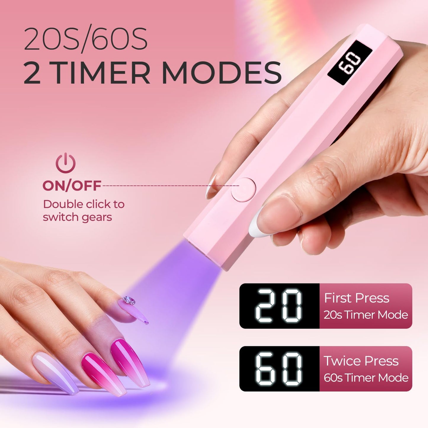 mlogiroa UV Nail Lamp with Stand Foldable Pink Flash Cure Lamp Beauty and Personal Care mlogiroa
