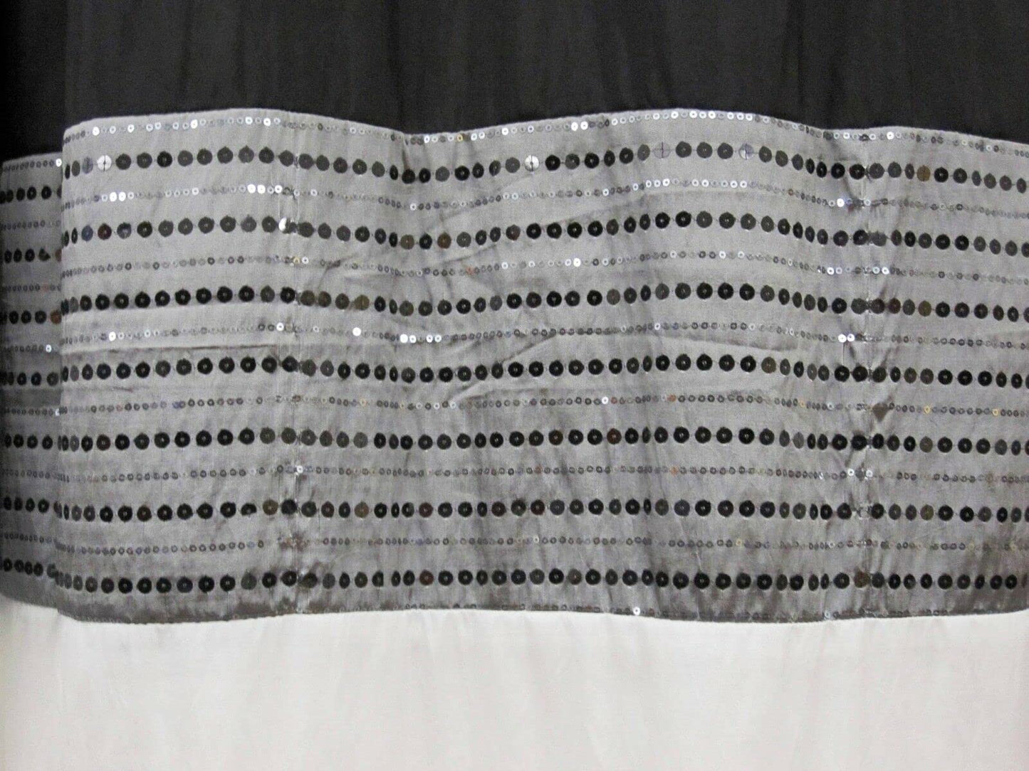 Kashi Home Shower Curtain Ibiza Fabric Luxury Shower Tub Curtain 70x72 Modern Black,White & Gray Block Design with Chic Sparkling Sequin Stripes…