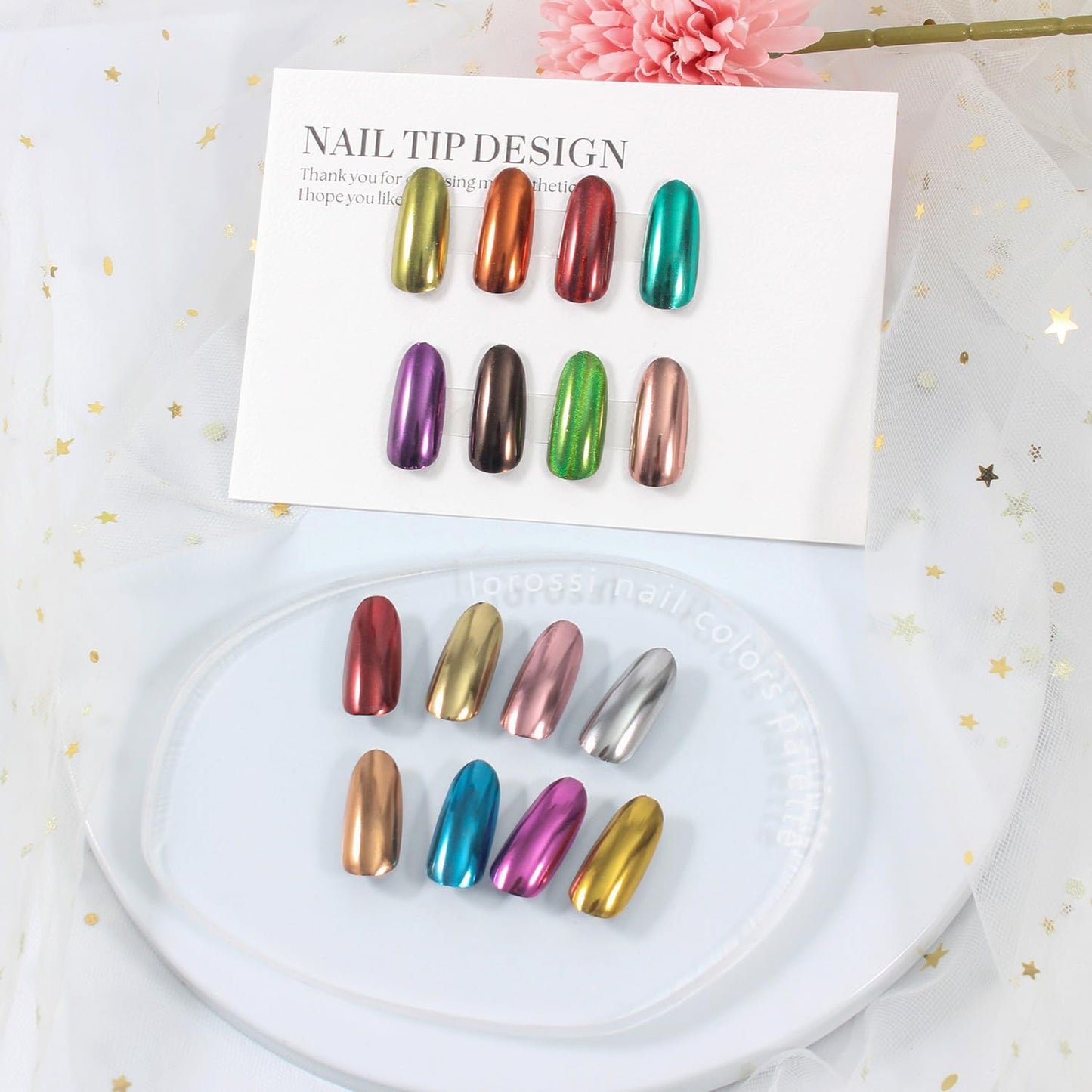 Artdone 2 Jars Chrome Nail Pearl Powder Silver and Gold, Iridescent Aurora Powder Metallic Mirror Effect Pigment Pearlescent Mermaid Pearl Dust Kit Beauty and Personal Care Artdone