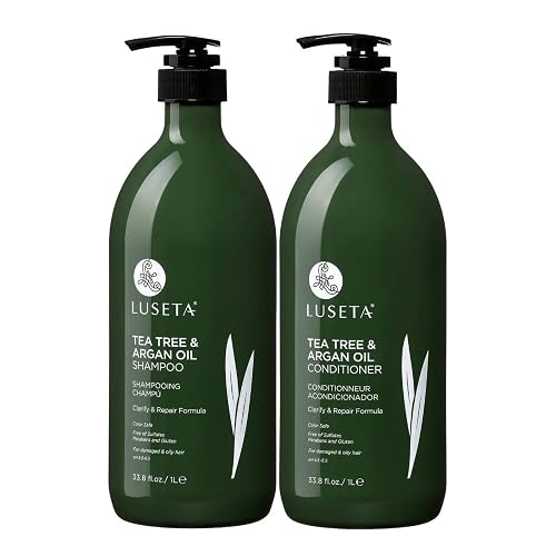 Luseta Tea Tree & Argan Oil Detangling Shampoo & Conditioner Set, 2 x 33.8 Oz