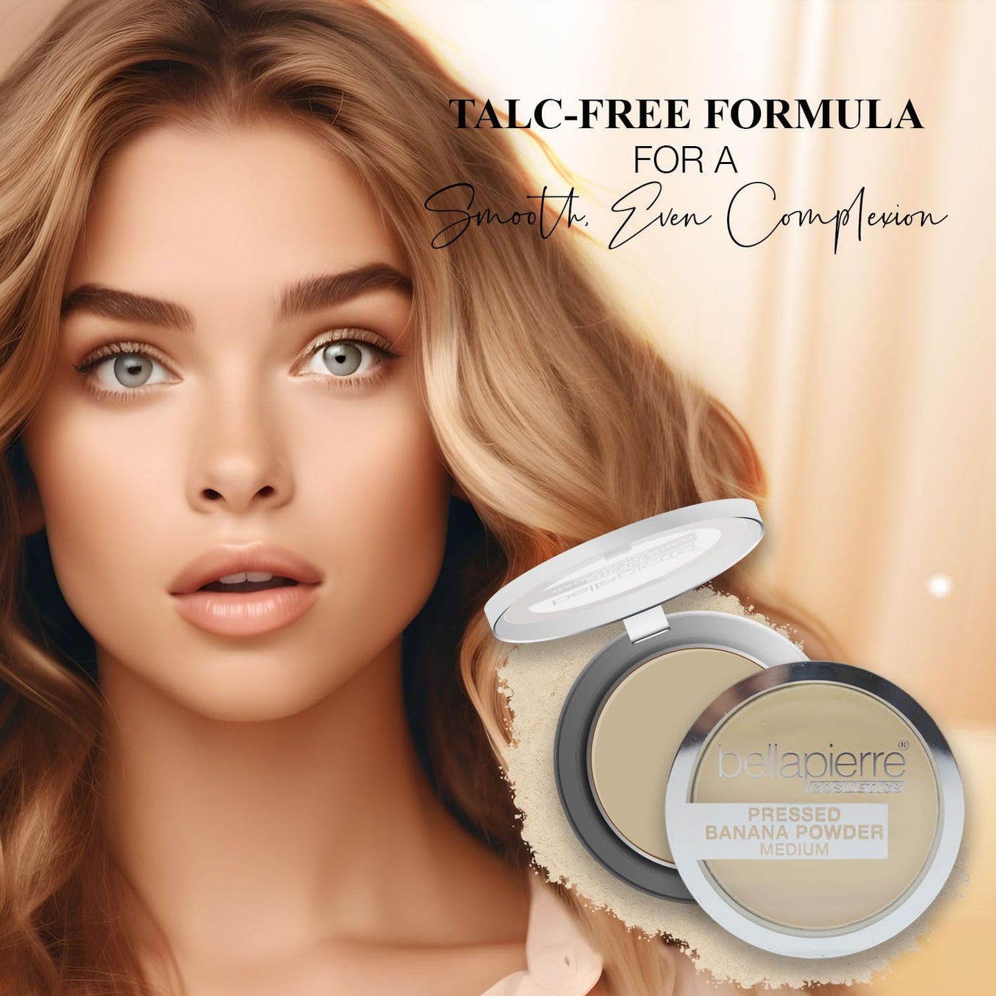 Bellapierre Pressed Banana Setting Powder - Compact Color-Correcting Banana Powder, Matte Translucent Finish, Under-Eye Brightening Baking Powder