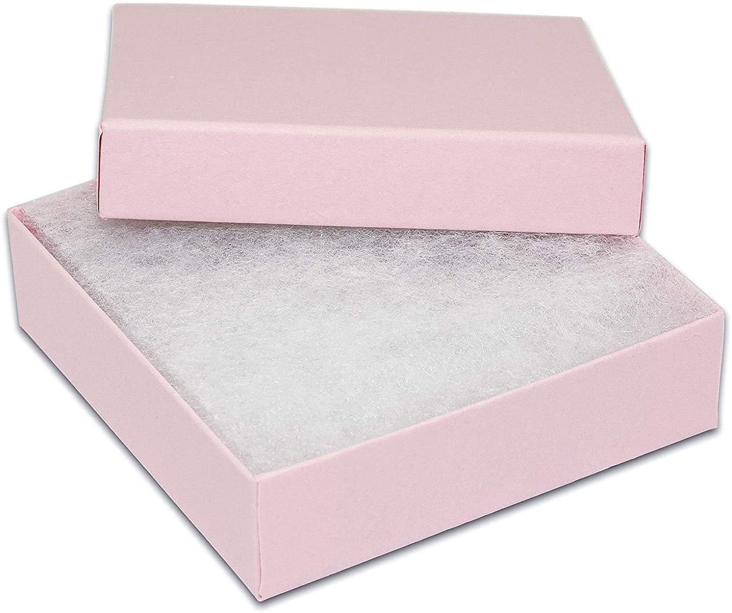 RJ Displays- 12 Pack Pink Cotton Filled Cardboard Paper Jewelry Box with snug-fitting lids. Gift Case for Bracelets, Bangle, Necklaces, Brooch…