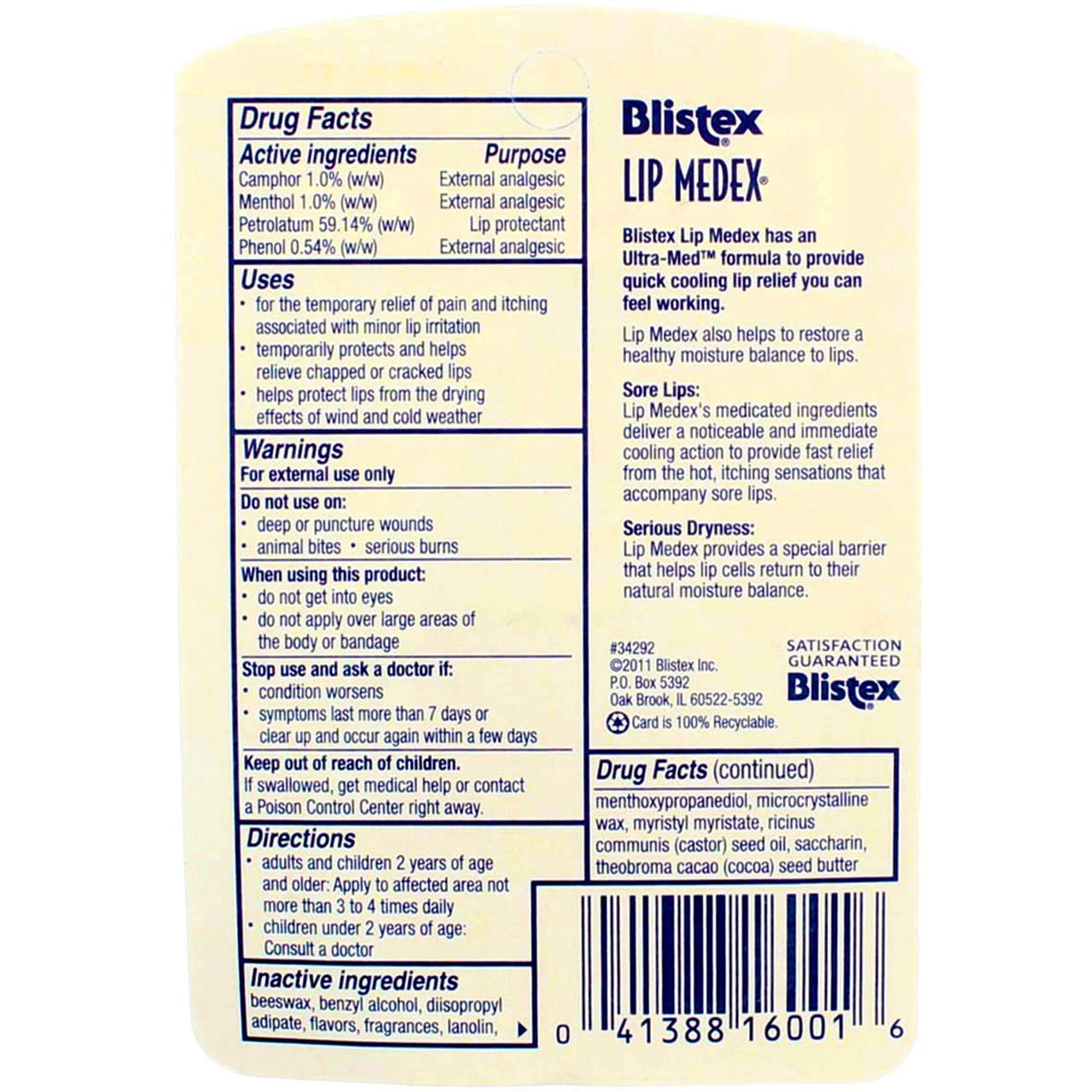 Blistex Medex Lip Moisturizer - 0.38 oz Beauty and Personal Care Blistex