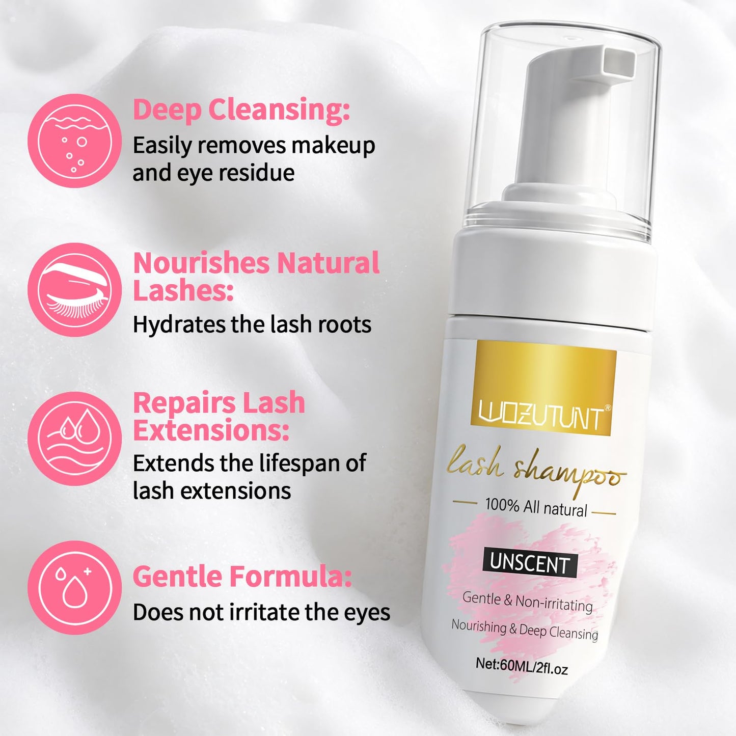 Eyelash Extension Cleanser Lash Mousse Lash Shampoo for Extensions, USB Mini Portable Fan Rechargeable Electric Handheld Air Conditioning (lash Beauty and Personal Care WOZUTUNT
