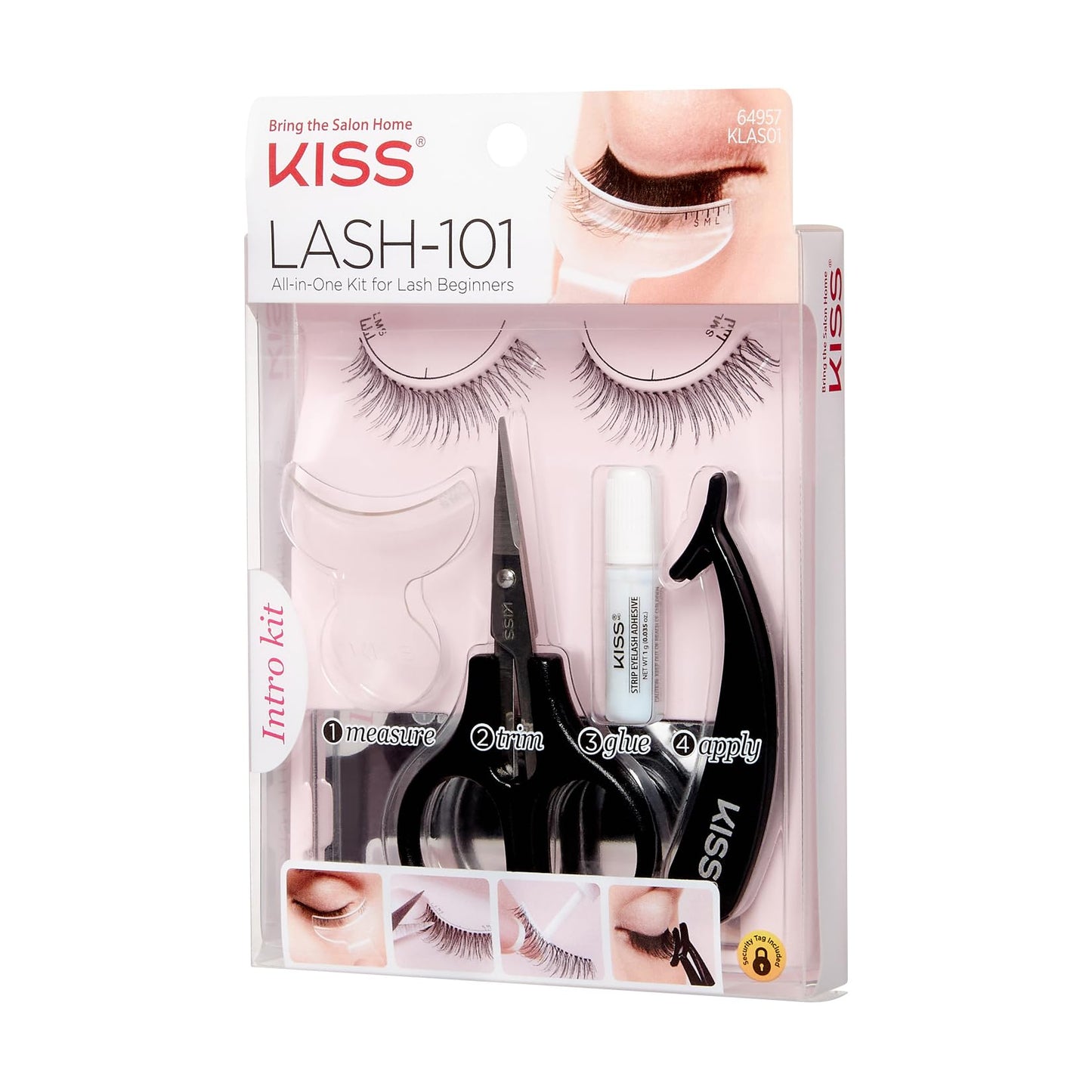 KISS Lash 11 False Eyelashes, 'Effortless', 12 mm, Includes 1 Pair Of Eyelash, Measuring Tool, Scissors, Lash Adhesive, Applicator, Mirror, Contact