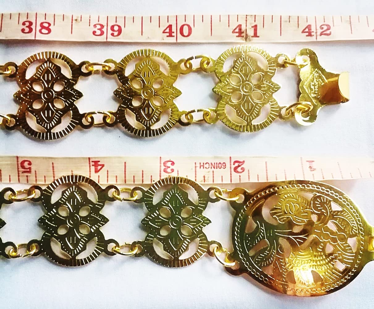 PunPund Belt Thai Gold Plate Vintage Women Thailand Costume Wedding Traditional Chain Fashion Dress Dance Ram Thai Length 40-41 Inches 1 Piece