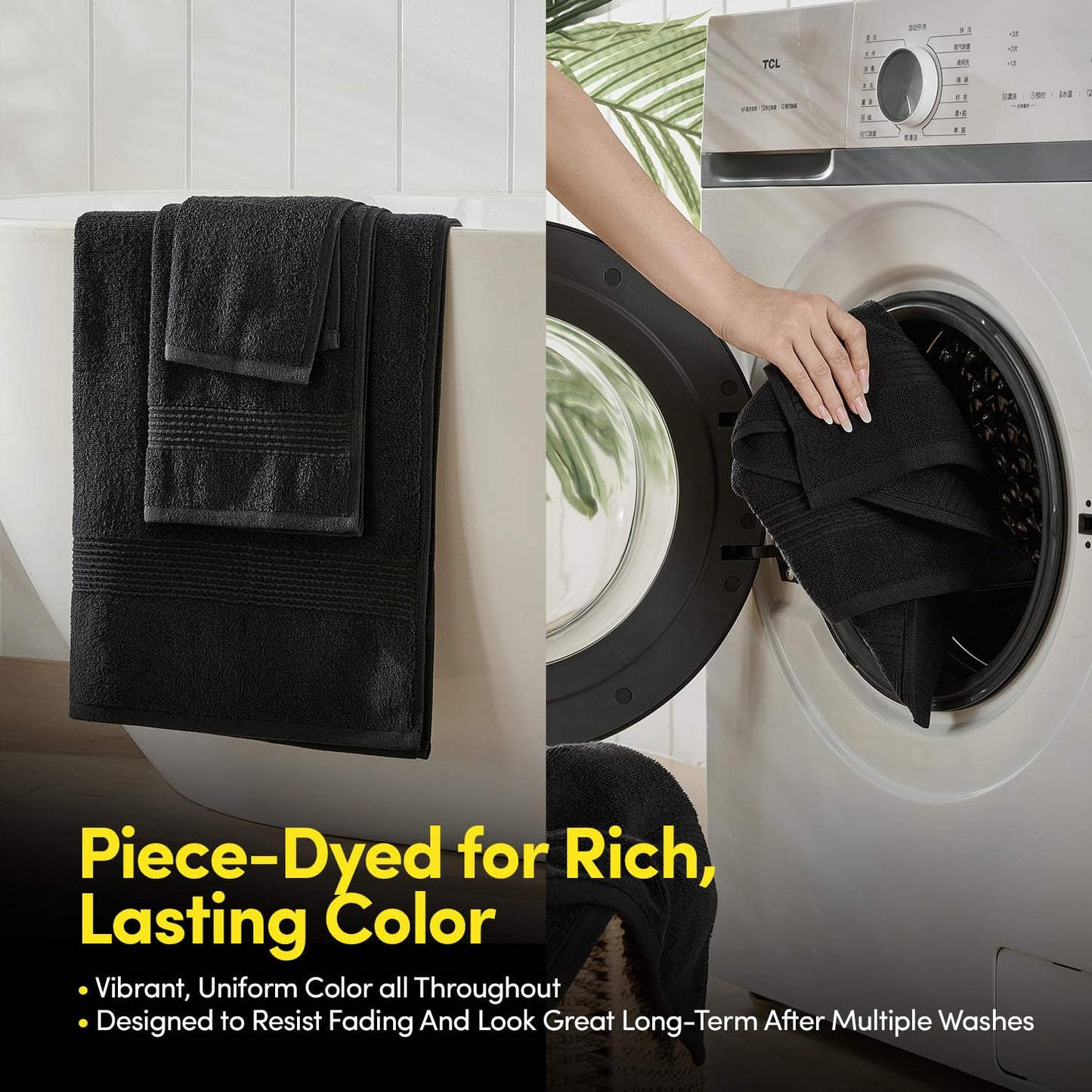 Bath Towels 8 Piece Towel Set - 100% Combed Cotton - Bath + Hand + Washcloths - Oeko-TEX Certified Soft & Absorbent Towels with Durable…