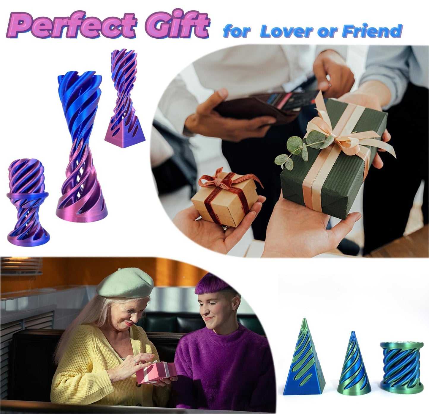 Impossible Cone Fidget Toy – 3D Printed Spiral Cone Fidget Toy for Adults, Stress Relief and Focus, Unique Fidget Cone for Anxiety & Relaxation