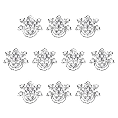 Lurrose 10pcs Spiral Hair Clips Crystal Spiral Hairpins Snowflake Hair Clips Crystal Hair Accessories for Women Bridesmaid Girls Bride