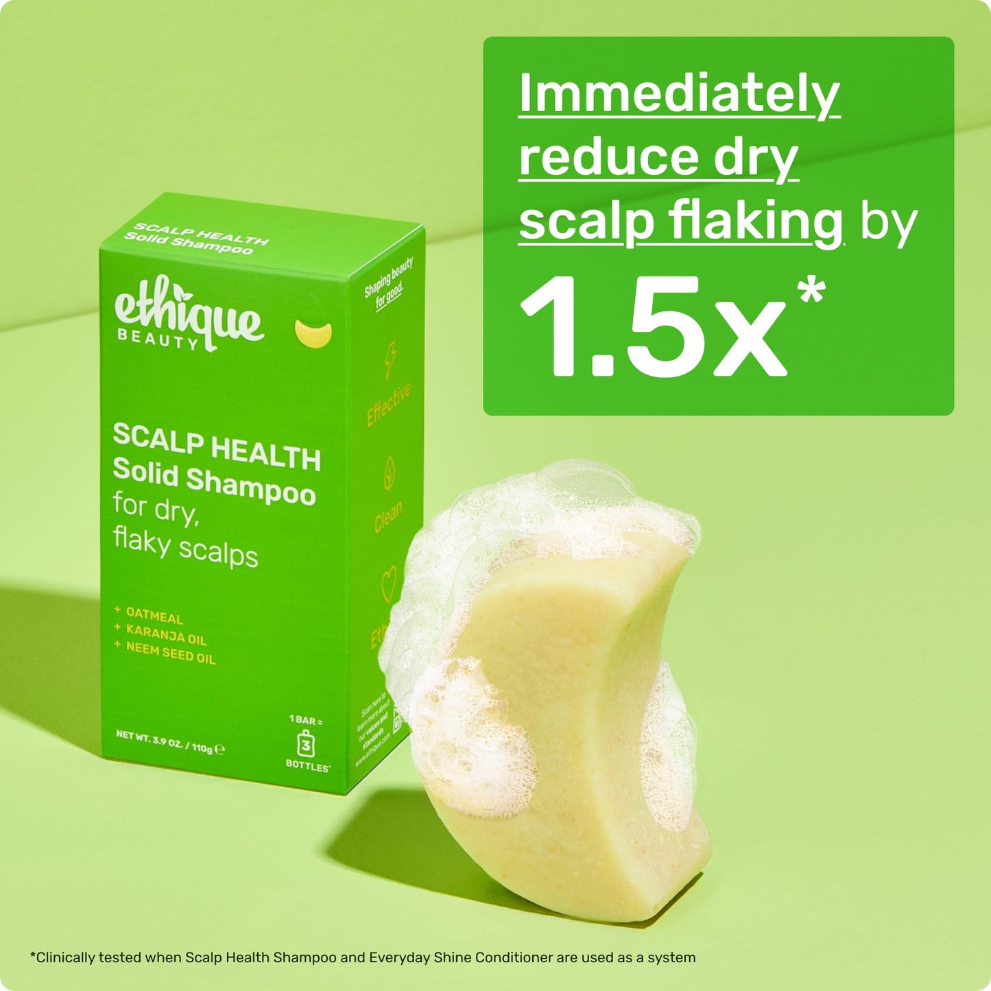 Ethique Beauty Scalp Health Shampoo & Conditioner Bar Set for Dry, Flakey, & Itchy Scalps with Oatmeal - Plastic-Free, Vegan, Cruelty-Free - 2 Pack
