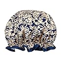 allydrew Reusable Women's Waterproof Shower Caps for Long Hair, Damask