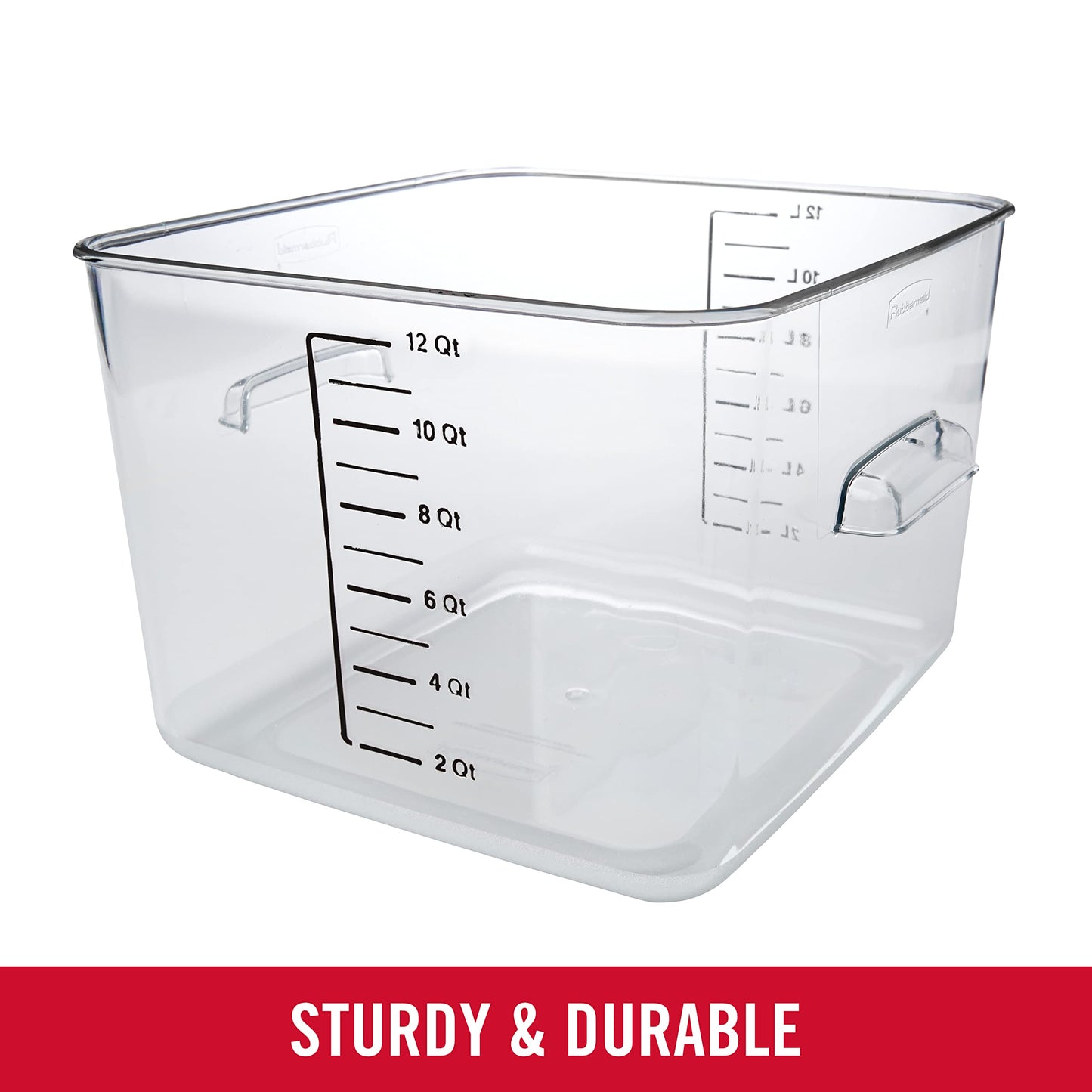 Rubbermaid Commercial Products Space Saving Square Food Storage Container 12 Quart Clear for Kitchen/Sous Vide/Meal Prep