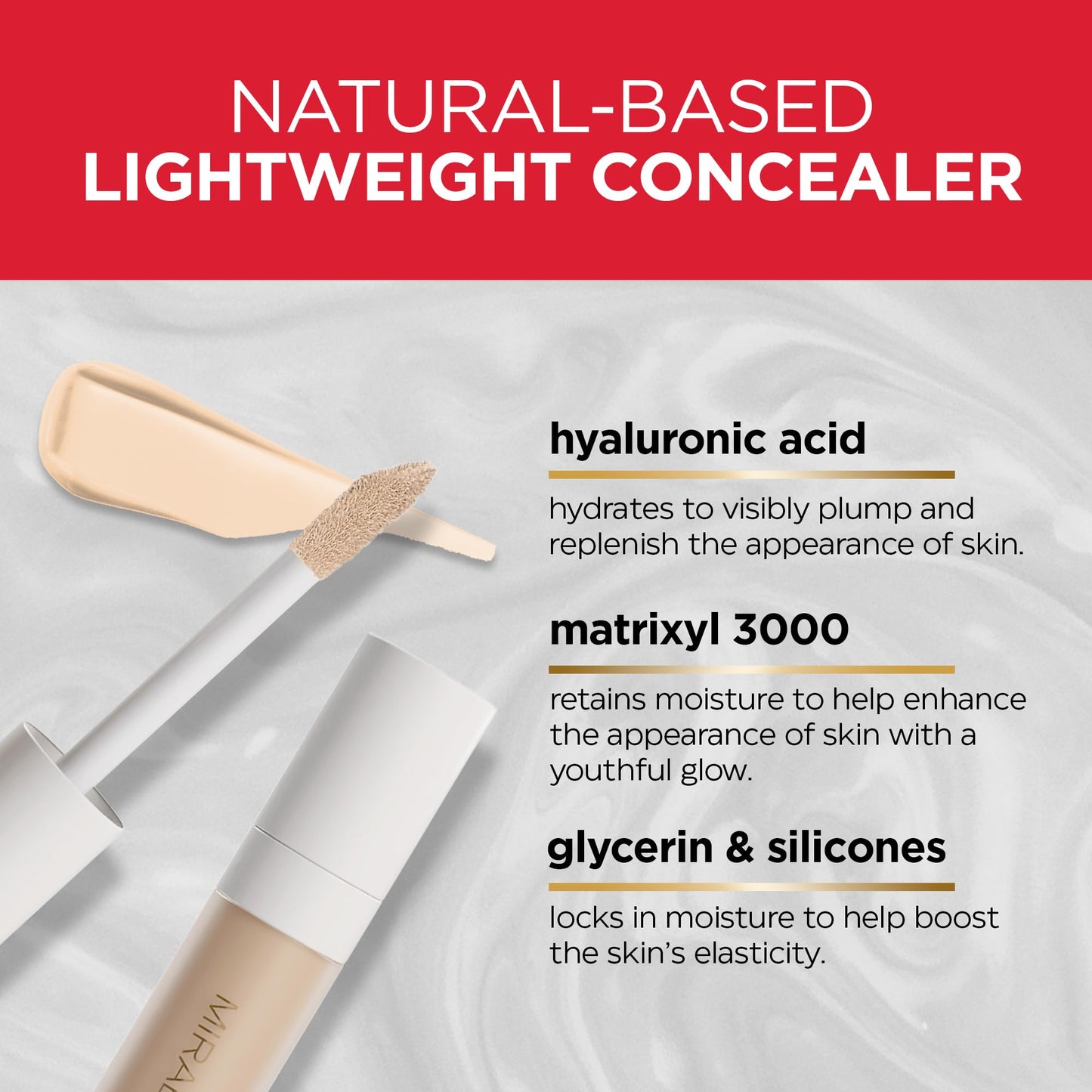 Mirabella Invincible For All Perfecting Under Eye Concealer Full Coverage - Hydrating Makeup Concealer for Dark Circles, Fine Lines & Wrinkles