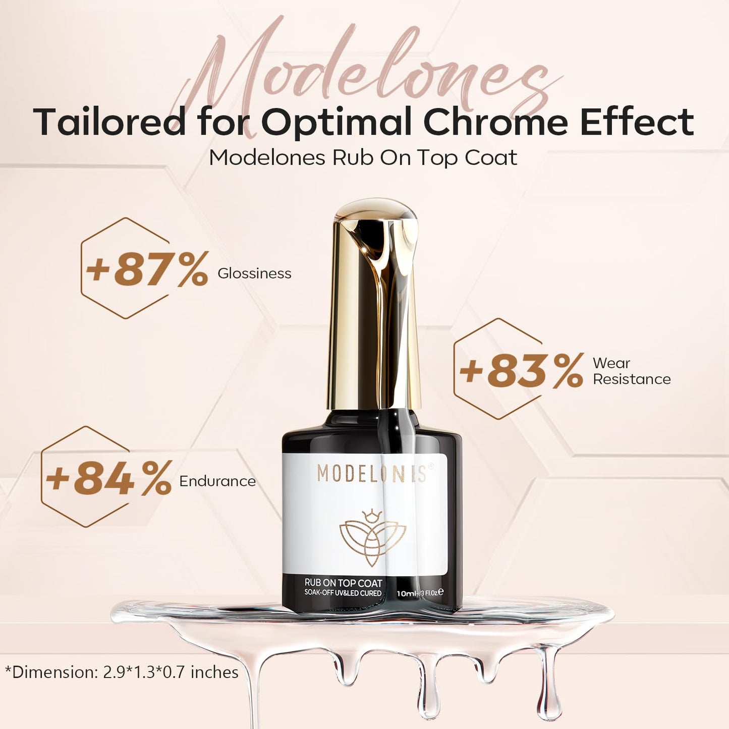 modelones Gel Top Coat for Chrome Nail Powder, Clear Mirror Gloss Metallic Finish No Wipe Gel Polish High Shine Chrom Bond Home Salon DIY Professional Beauty and Personal Care modelones