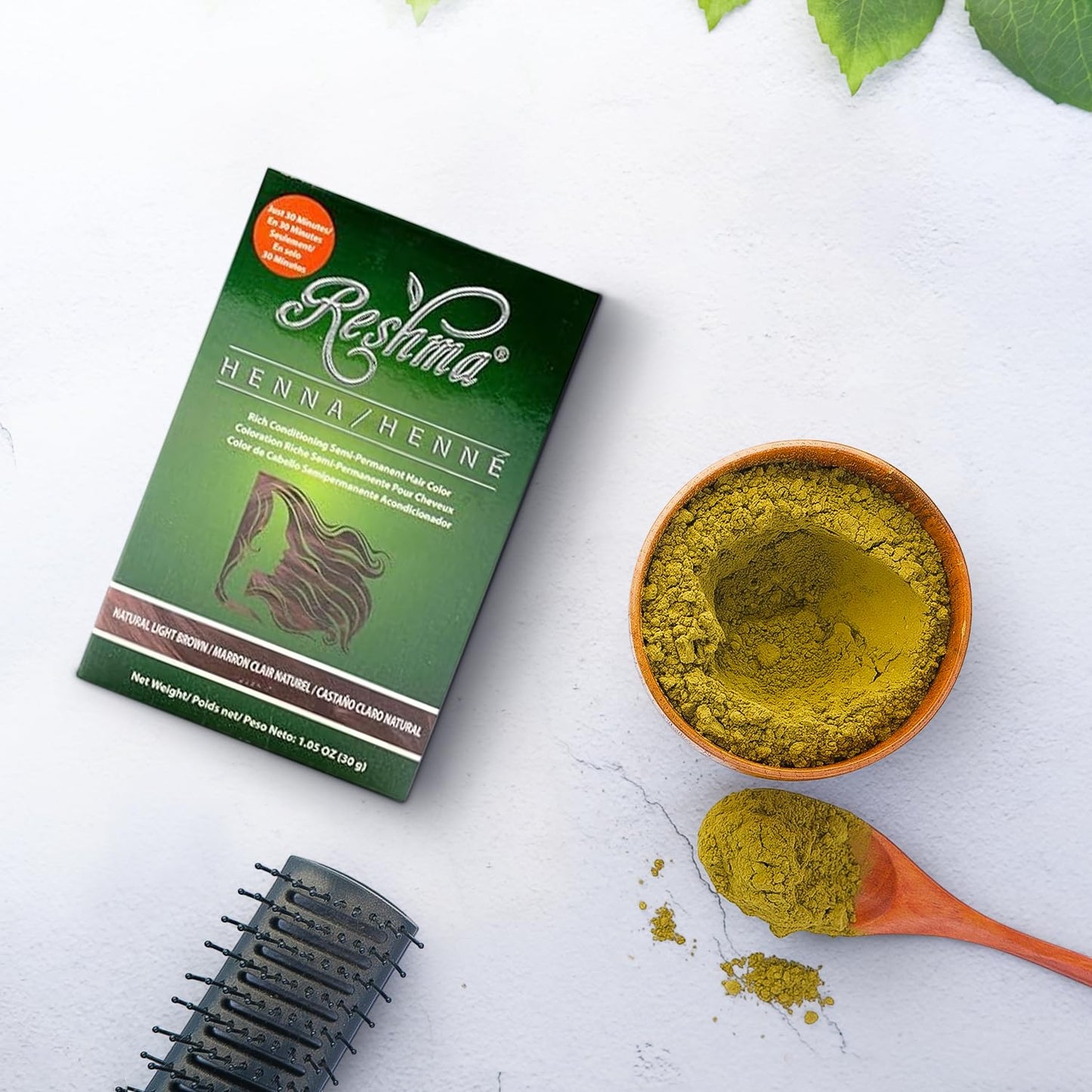 Reshma Beauty 30 Minute Henna Hair Color Infused with Plant-Based Lawsonia Inermis 100% Gray Coverage for Soft, Shiny Hair, Hair Dye-1.05 oz, Pack