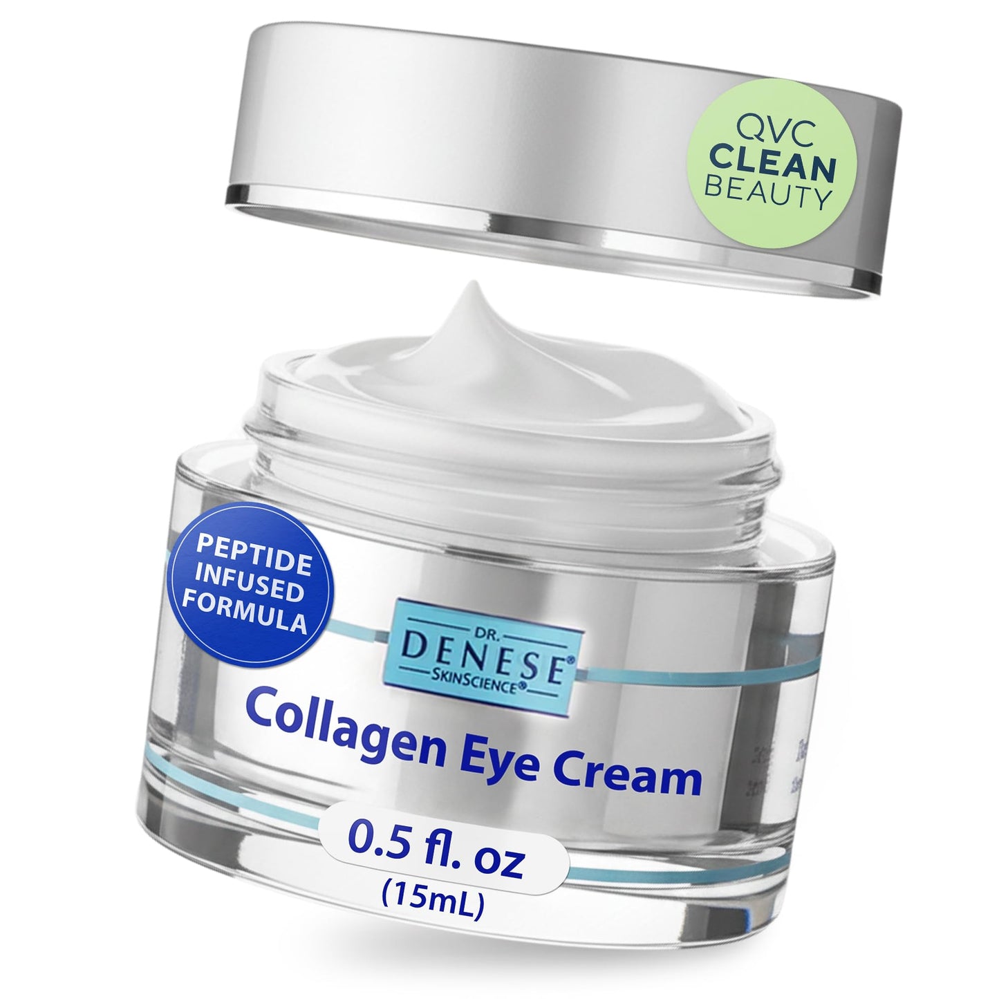 Dr. Denese SkinScience Firming Facial Collagen Eye Cream 0.5oz - Collagen, Hyaluronic Acid & Peptides for Smoother Under Eye Skin - Reduces Look