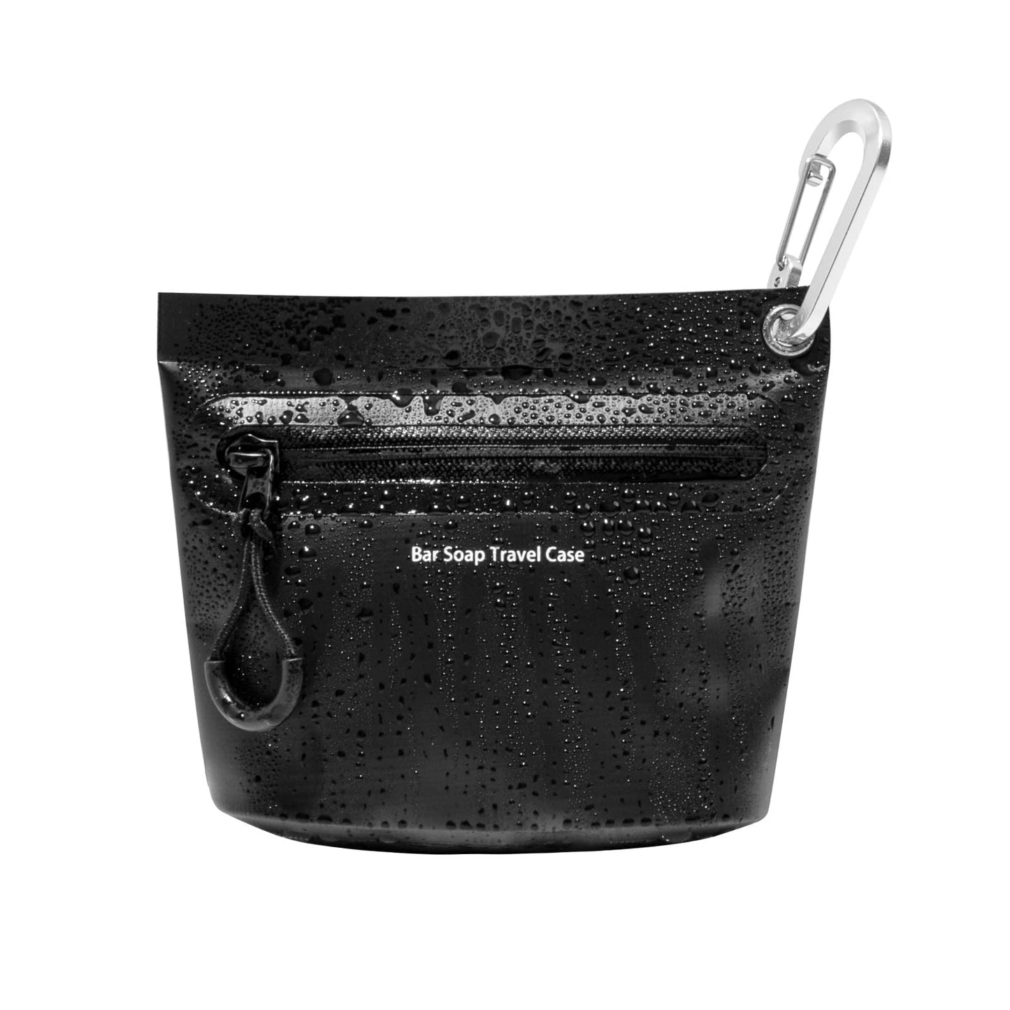 WIROTA Travel Soap Container Bag with Waterproof Zipper and Carabiner Clip Waterproof and Leak Proof Soap Travel Case Travel Accessories (Black)