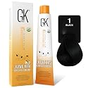 GK HAIR Color Cream 1.0 Natural Black - 100% Grey Coverage | Semi, Demi or Permanent Results | 8-10 Vol Semi | 20-30-40 Vol Permanent - Salon Quality