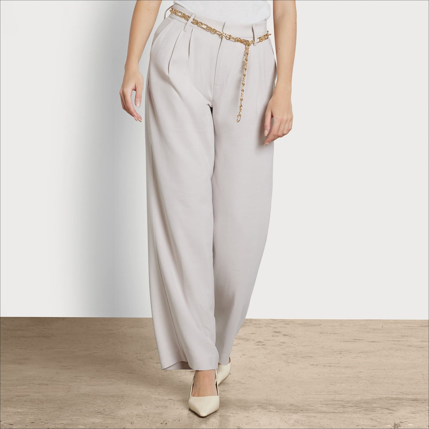 Sam Edelman Women's Fully Adjustable Double-E Logo Chain Link Dress Belt, Gold, Large