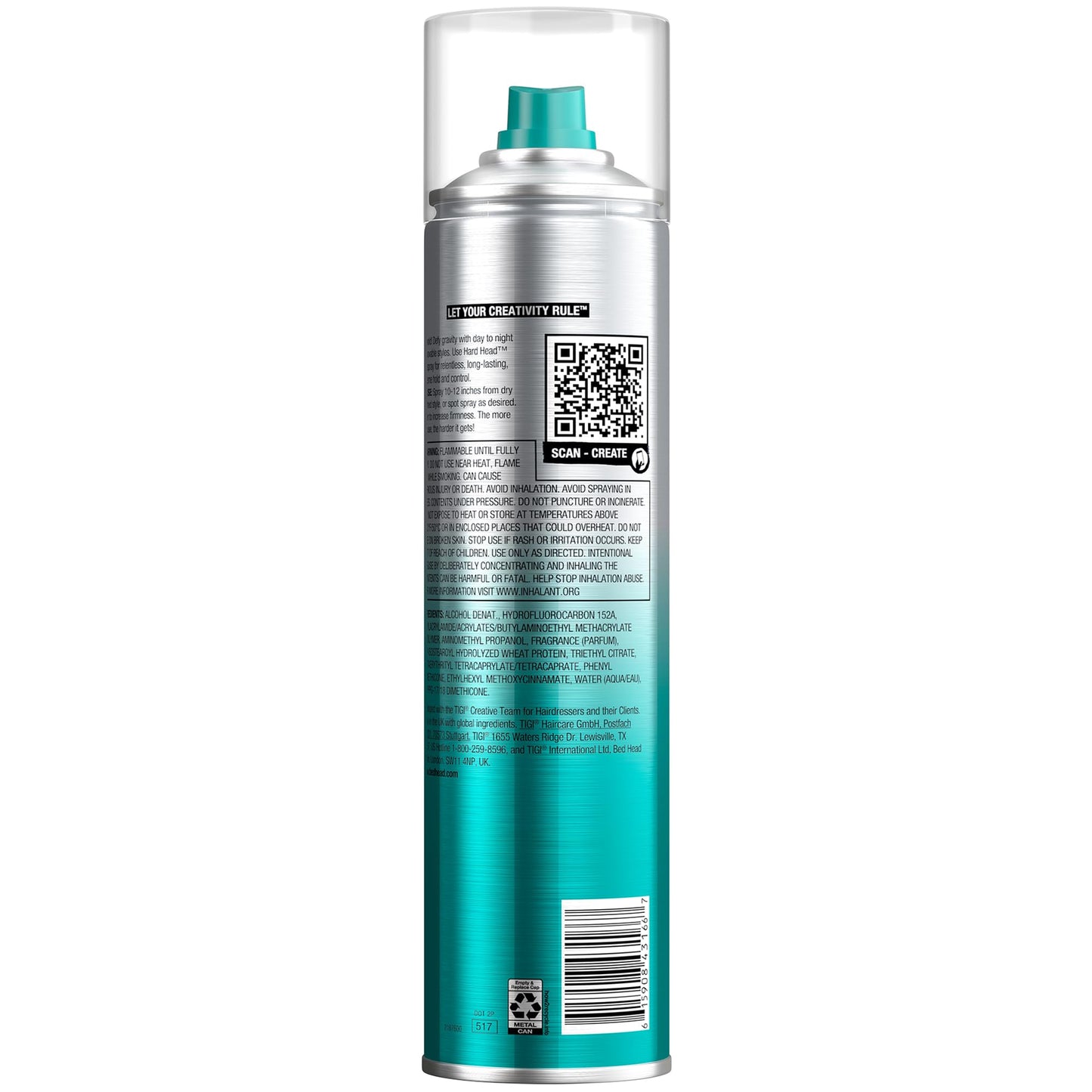 TIGI Bed Head Hard Head Hairspray 6-Pack - Extreme Hold Hairspray, Dries Instantly, Adds Shine, Vibrant Apple Scent, 11.7 Oz Ea