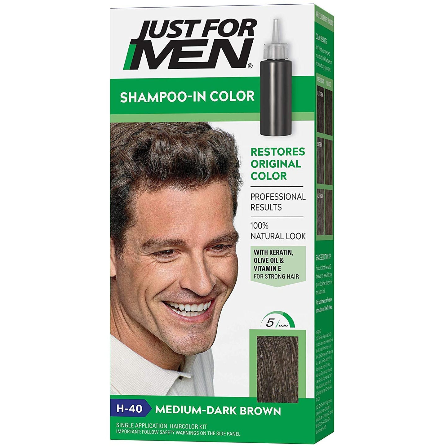 JUST FOR MEN Hair Color H-40 Medium Dark-Brown 1 ea (Pack of 8)