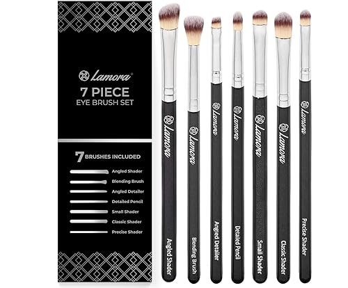 Eye Makeup Brushes Eyeshadow Brush Set - 7pcs Soft Synthetic Brush Kit - For Blending Eyeshadow, Eyeliner, Crease, Eyebrow - Long Lasting, Apply