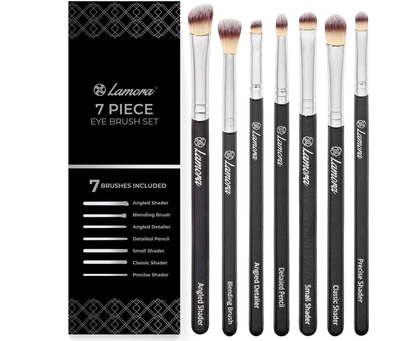 Eye Makeup Brushes Eyeshadow Brush Set - 7pcs Soft Synthetic Brush Kit - For Blending Eyeshadow, Eyeliner, Crease, Eyebrow - Long Lasting, Apply