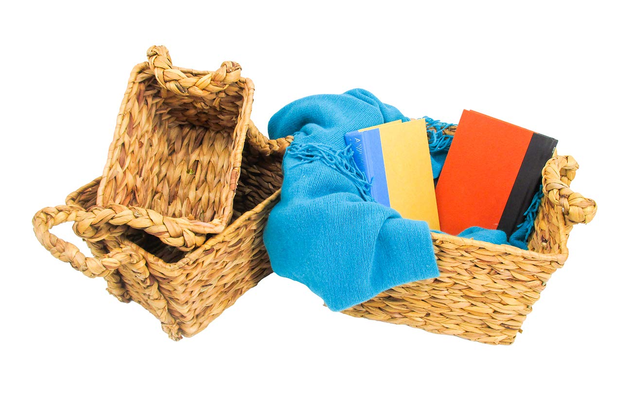 Water Hyacinth Braided Handled Nesting Baskets by Trademark Innovations (Set of 3)