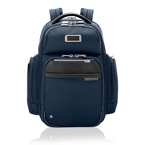 Briggs & Riley Medium Cargo Backpack for Women & Men - Laptop Backpack, For Work & Travel, Lightweight & Durable, Padded Straps, Fits up to 15" Laptop - @work Collection, Navy