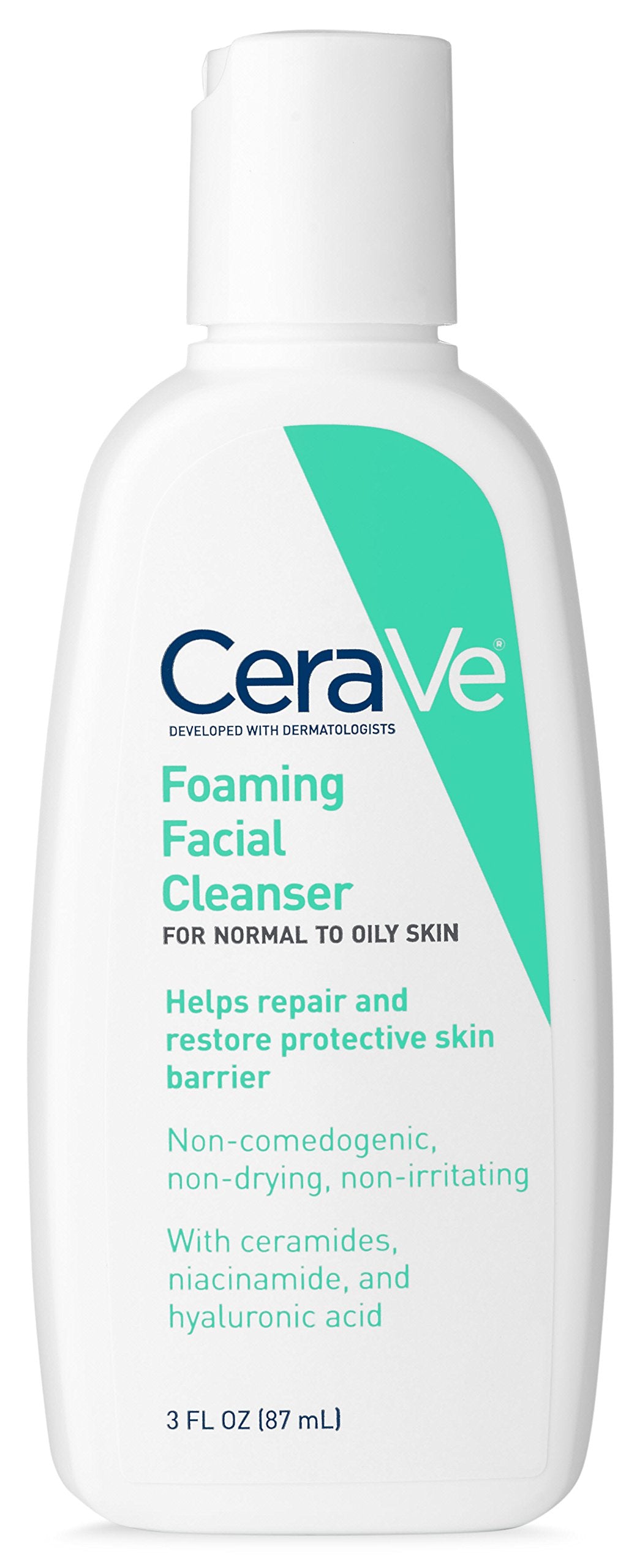 CeraVe Foaming Facial Cleanser Travel Size Face Wash, Normal to Oily Skin, 3 Fl Oz