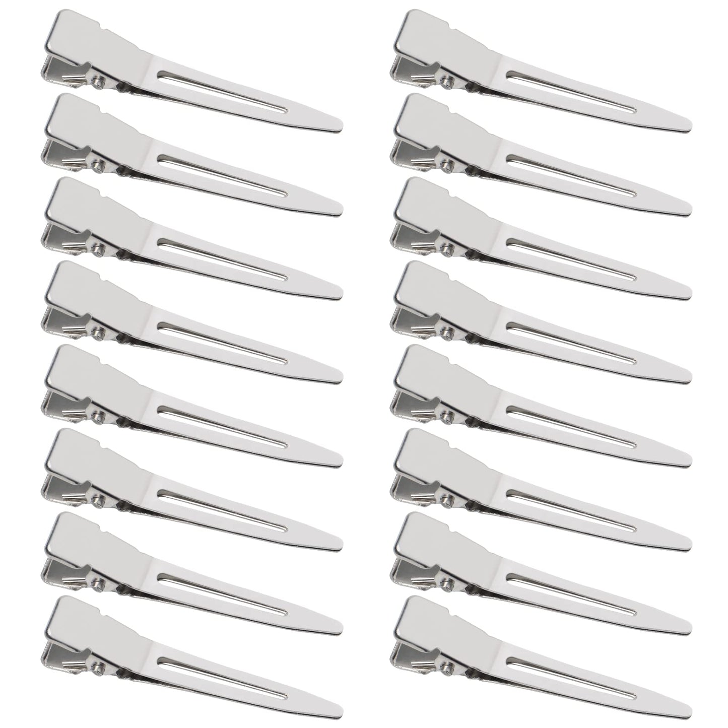 SBYURE 100 Pack 1.77 Inch Single Prong Pin Curl Duckbill Clips,Silver Setting Section Hair Clips Metal Alligator Clips for Hair Extensions