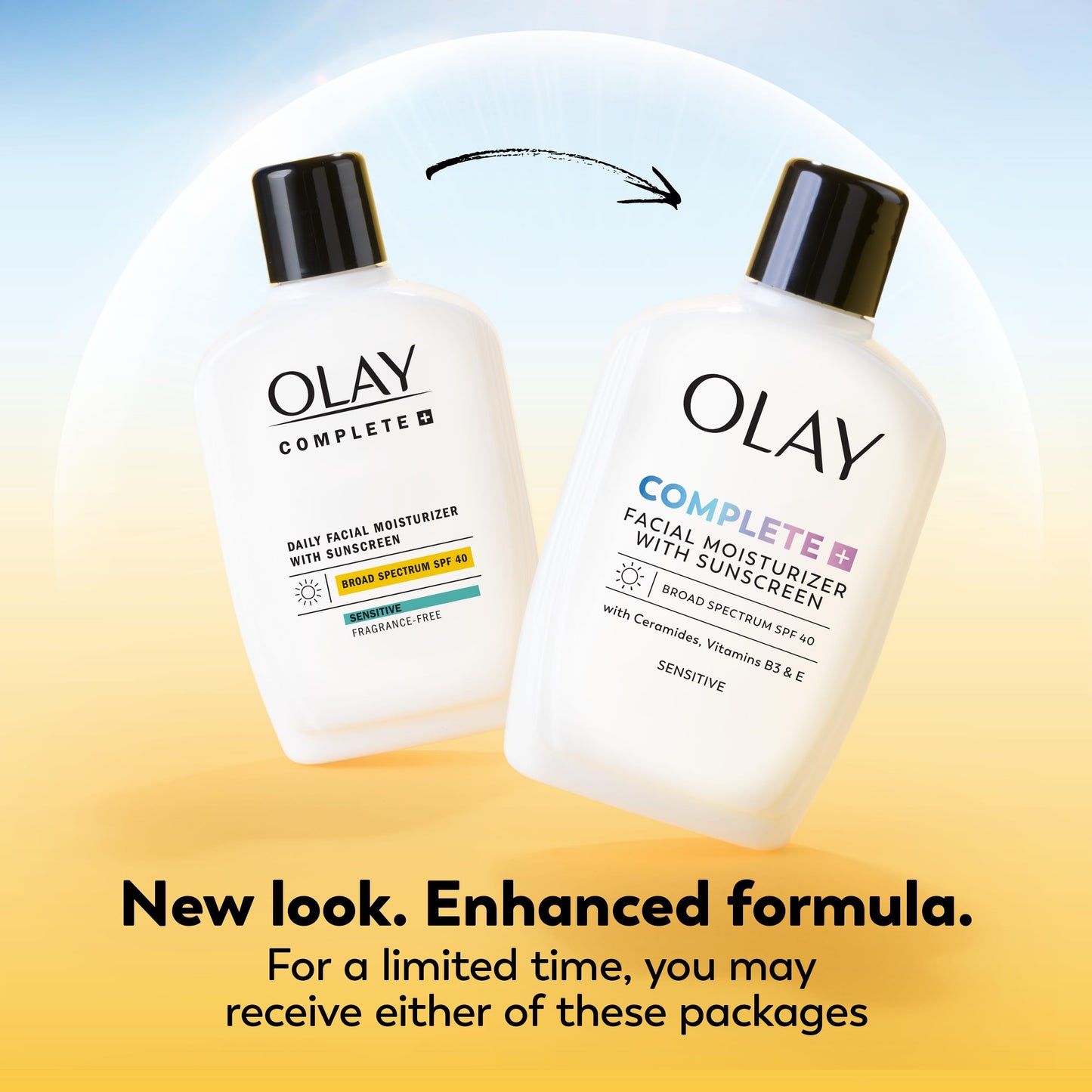 Olay Complete+ Face Moisturizer with Sunscreen SPF 40, For Sensitive Skin, Broad Spectrum Sun Protection, Fragrence-Free - No White Cast on All Tones