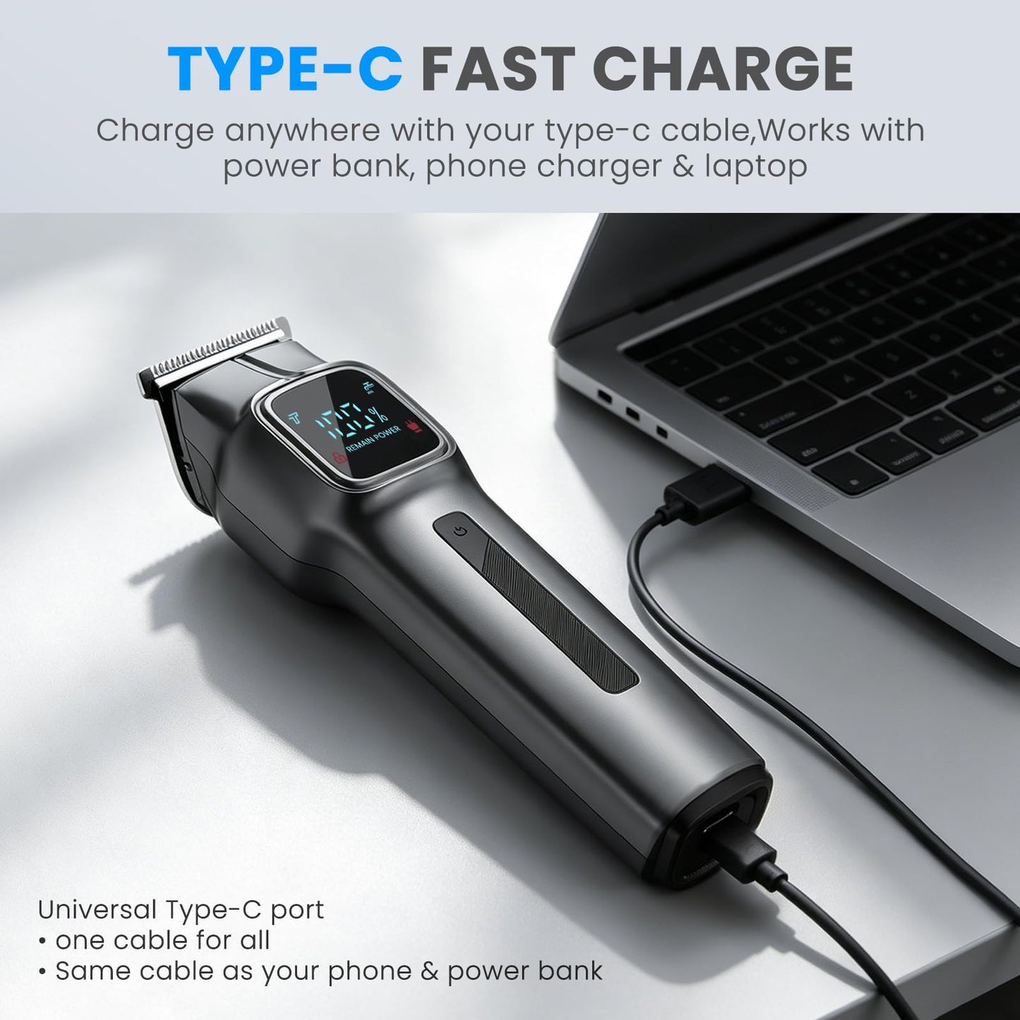 Phisco Rechargeable Beard Trimmer for Men: 180-Min Hair Clippers with USB-C Fast Charging & Stand, IPX7 Waterproof Wet/Dry Hair Trimmer, All in One Beauty and Personal Care Phisco