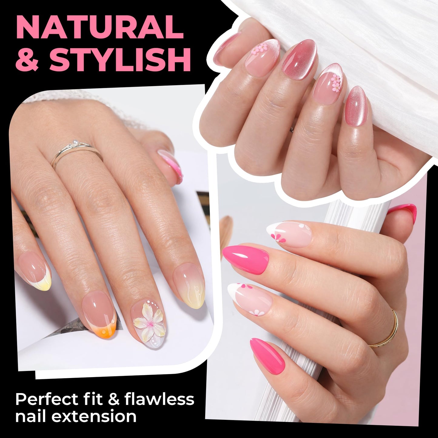 UNA GELLA Almond Shape Nail Tips Short: 504pcs Half Cover Almond Gel Nails Tips Matte Clear Fake Nails Self-handle for Nail Extension DIY Nail Salon Beauty and Personal Care UNA GELLA